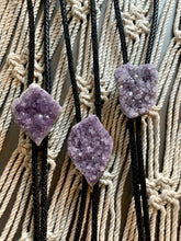 Load image into Gallery viewer, My muse, Mary K’s amethyst druzy bolo tie