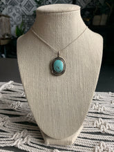 Load image into Gallery viewer, Turquoise and leaf pendant necklace