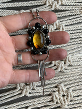 Load image into Gallery viewer, Amazing amber double halo dangle necklace