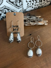Load image into Gallery viewer, White buffalo twisted hoop dangle earrings