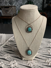 Load image into Gallery viewer, Turquoise and leaf halo pendant necklace