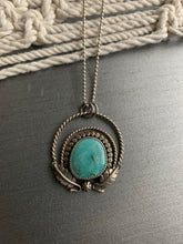 Load image into Gallery viewer, Turquoise and leaf halo pendant necklace