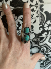 Load image into Gallery viewer, Double trouble turquoise leaf ring