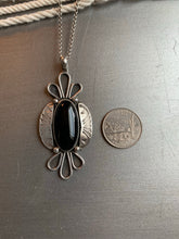 Load image into Gallery viewer, Black onyx fanned pendant necklace
