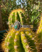 Load image into Gallery viewer, Turquoise flower power cuff bracelet
