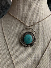 Load image into Gallery viewer, Turquoise and leaf halo pendant necklace