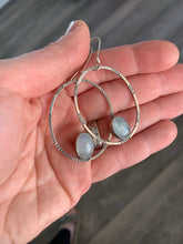 Load image into Gallery viewer, Oval moonstone hoop earrings
