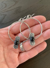 Load image into Gallery viewer, Black onyx fan hoop earrings