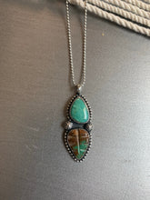 Load image into Gallery viewer, Turquoise tear and leaf pendant necklace