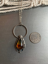 Load image into Gallery viewer, Amber tear beaded halo pendant necklace