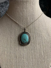 Load image into Gallery viewer, Turquoise and leaf pendant necklace