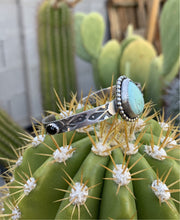Load image into Gallery viewer, Turquoise tear and black onyx cuff bracelet