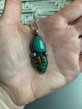 Load image into Gallery viewer, Turquoise tear and leaf pendant necklace