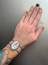 Load image into Gallery viewer, Vintage mother of pearl cardinal cuff bracelet