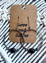 Load image into Gallery viewer, Large black onyx star hoop earrings