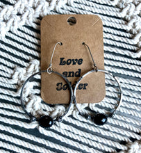 Load image into Gallery viewer, Large black onyx star hoop earrings