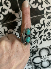 Load image into Gallery viewer, Double trouble turquoise leaf ring