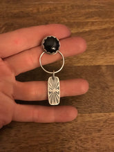 Load image into Gallery viewer, Black onyx post and dangle earrings (rectangle)
