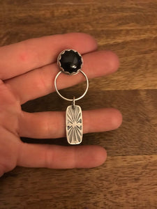 Black onyx post and dangle earrings (rectangle)