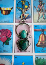 Load image into Gallery viewer, Turquoise double cabochon sacred heart pendant necklace
