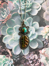 Load image into Gallery viewer, Turquoise flower and leaf pendant necklace II

