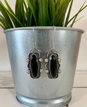 Load image into Gallery viewer, Long oval black onyx earrings
