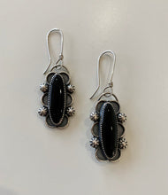 Load image into Gallery viewer, Long oval black onyx earrings
