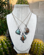 Load image into Gallery viewer, Royston ribbon turquoise and leaf pendant necklace
