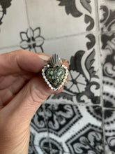 Load image into Gallery viewer, Desert bloom variscite sacred heart ring
