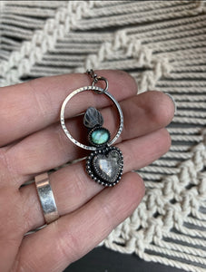 Sacred heart halo pendant necklace