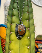 Load image into Gallery viewer, Royston ribbon turquoise and leaf pendant necklace
