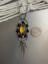 Load image into Gallery viewer, Amazing amber double halo dangle necklace
