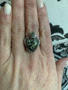 Desert bloom variscite sacred heart ring