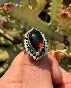 Amber eye ring