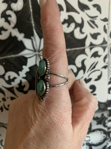 Double trouble turquoise leaf ring