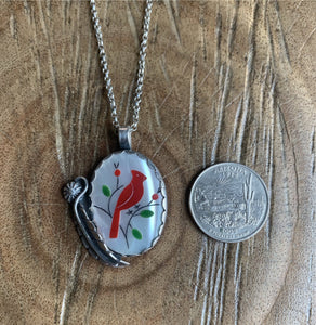 Vintage mother of pearl cardinal necklace