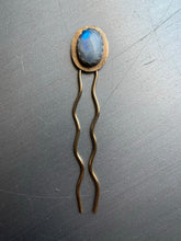 Load image into Gallery viewer, Moonstone brass hair pin
