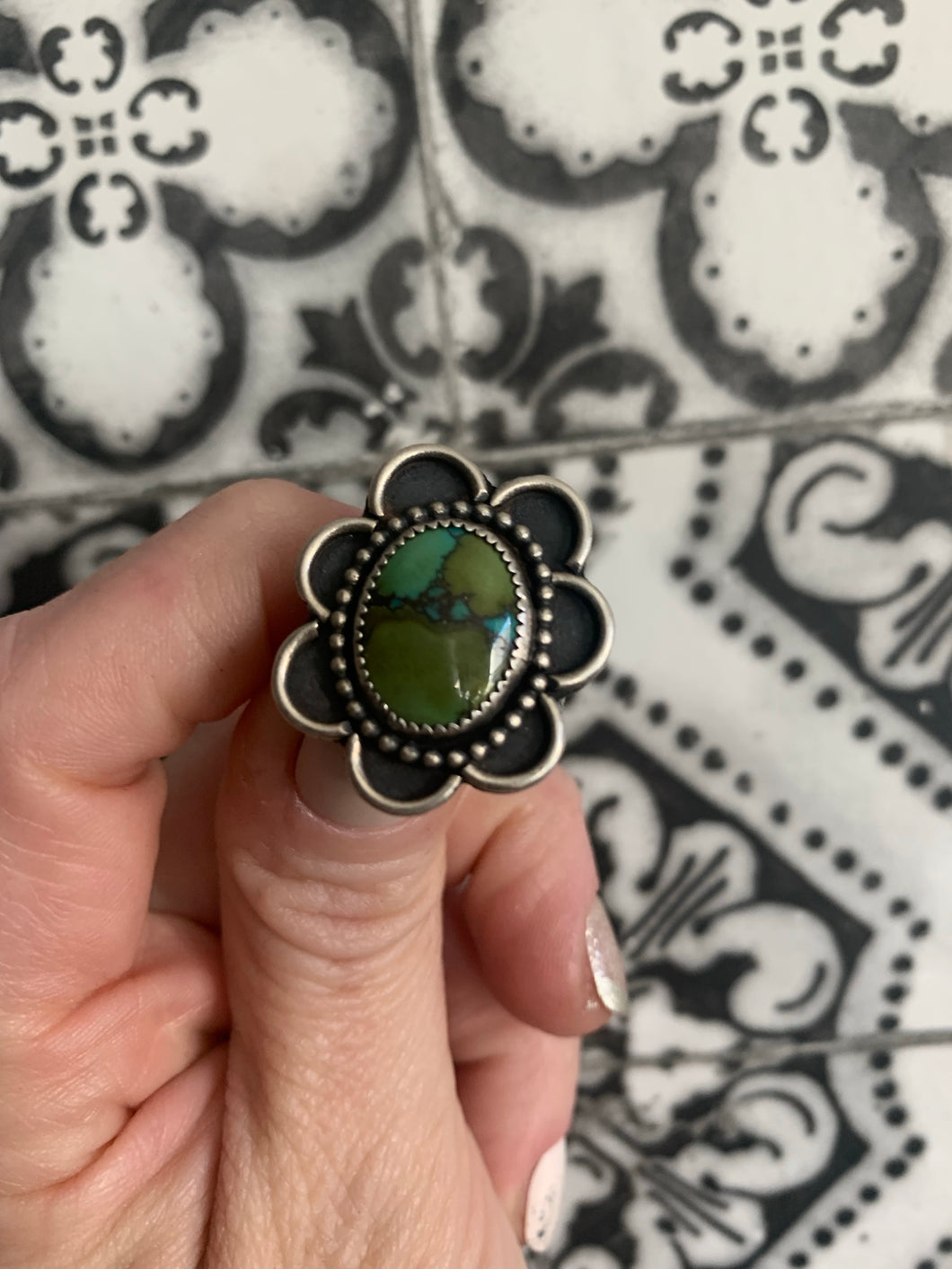 Flower power turquoise ring