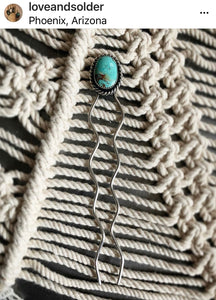 Sterling silver and turquoise hair pin-SALE