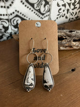 Load image into Gallery viewer, White buffalo twisted hoop dangle earrings
