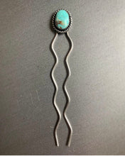 Load image into Gallery viewer, Sterling silver and turquoise hair pin-SALE
