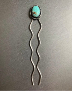 Sterling silver and turquoise hair pin-SALE