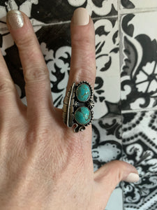 Double trouble turquoise leaf ring