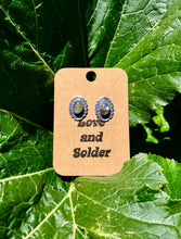 Load image into Gallery viewer, Oval labradorite post earrings
