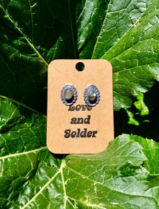 Oval labradorite post earrings