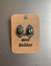 Load image into Gallery viewer, Labradorite fan post earrings
