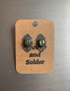 Labradorite fan post earrings