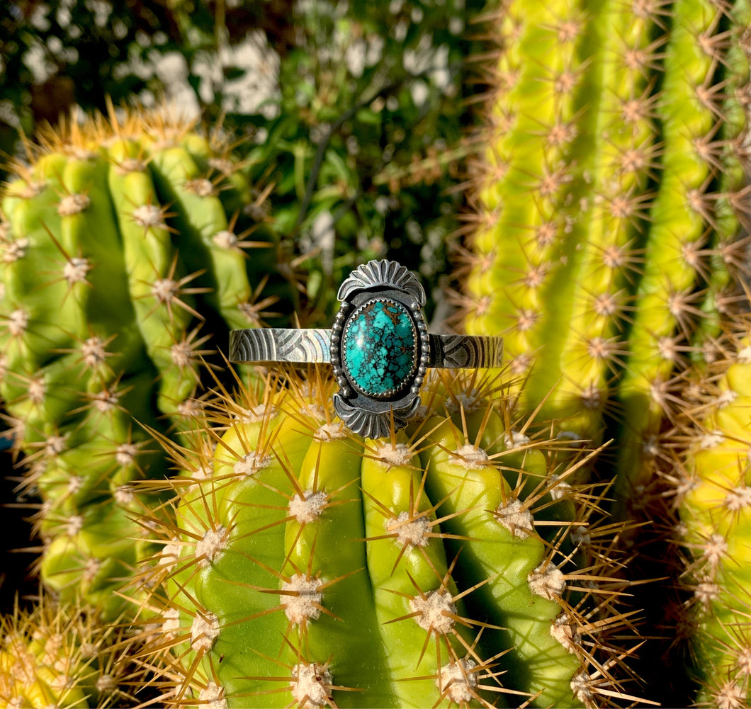 Scalloped turquoise cuff bracelet