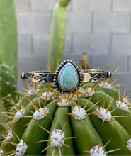 Load image into Gallery viewer, Turquoise tear and black onyx cuff bracelet
