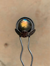 Load image into Gallery viewer, Sterling silver labradorite flower hair pin
